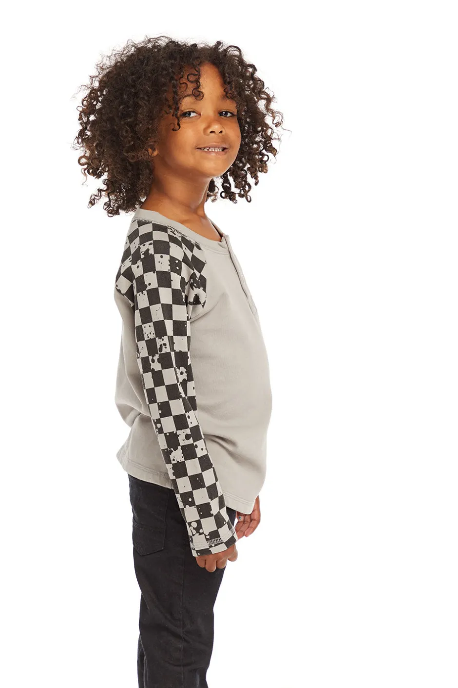 Kids/BOY Chaser Brand Long Sleeve Splatter Checker Raglan Button Up Henley