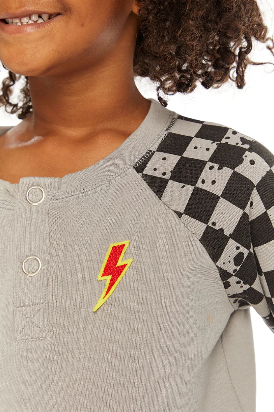 Kids/BOY Chaser Brand Long Sleeve Splatter Checker Raglan Button Up Henley