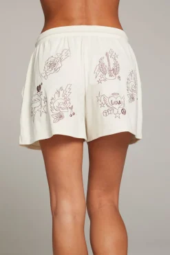 Women Chaser Brand Love Rock Embroidery Shorts