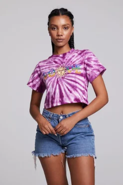 Women Chaser Brand Love Sun Crop Crew Neck Tee