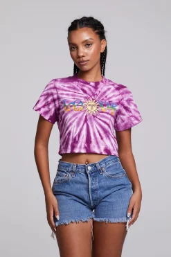 Women Chaser Brand Love Sun Crop Crew Neck Tee