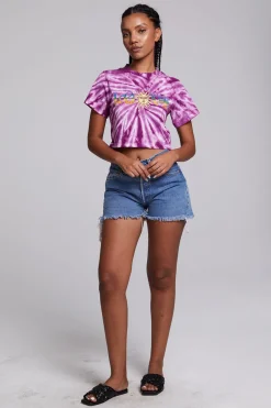 Women Chaser Brand Love Sun Crop Crew Neck Tee