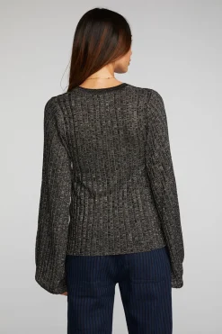 Women Chaser Brand Lurex Rib Knit Long Sleeve Tunic