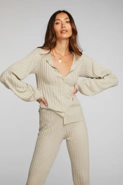 Women Chaser Brand Lurex Rib Knit Long Sleeve Tunic
