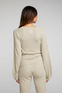 Women Chaser Brand Lurex Rib Knit Long Sleeve Tunic