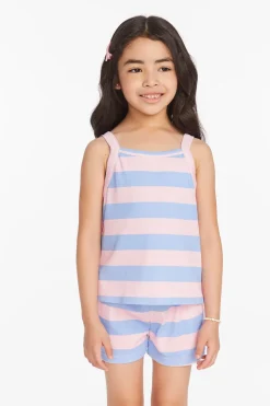 Kids Chaser Brand Mae Bubblegum Stripe Girls Tank Top