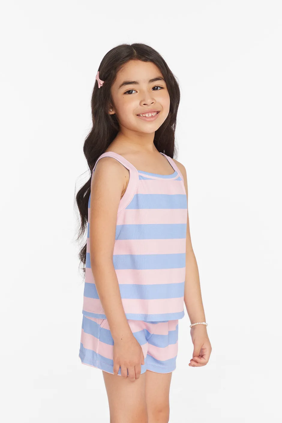 Kids Chaser Brand Mae Bubblegum Stripe Girls Tank Top