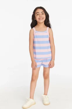 Kids Chaser Brand Mae Bubblegum Stripe Girls Tank Top