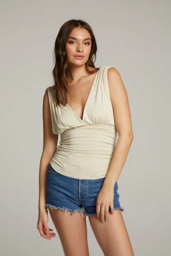 Women Chaser Brand Magic Whitecap Grey And Piquant Green Reversible Tank Top