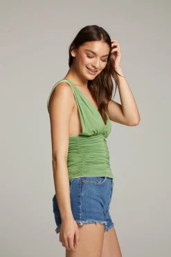 Women Chaser Brand Magic Whitecap Grey And Piquant Green Reversible Tank Top