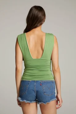 Women Chaser Brand Magic Whitecap Grey And Piquant Green Reversible Tank Top