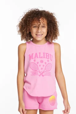 Kids Chaser Brand Malibu Girls Vintage Jersey Shirttail Muscle