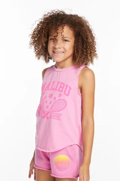 Kids Chaser Brand Malibu Girls Vintage Jersey Shirttail Muscle