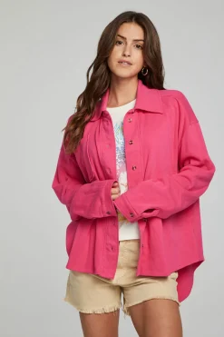 Women Chaser Brand Malone Button Down - Fuchsia
