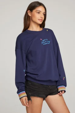 Women Chaser Brand Mama Embroidery Pullover