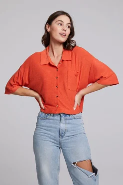 Women Chaser Brand Marine Crop Button Down - Tigerlily