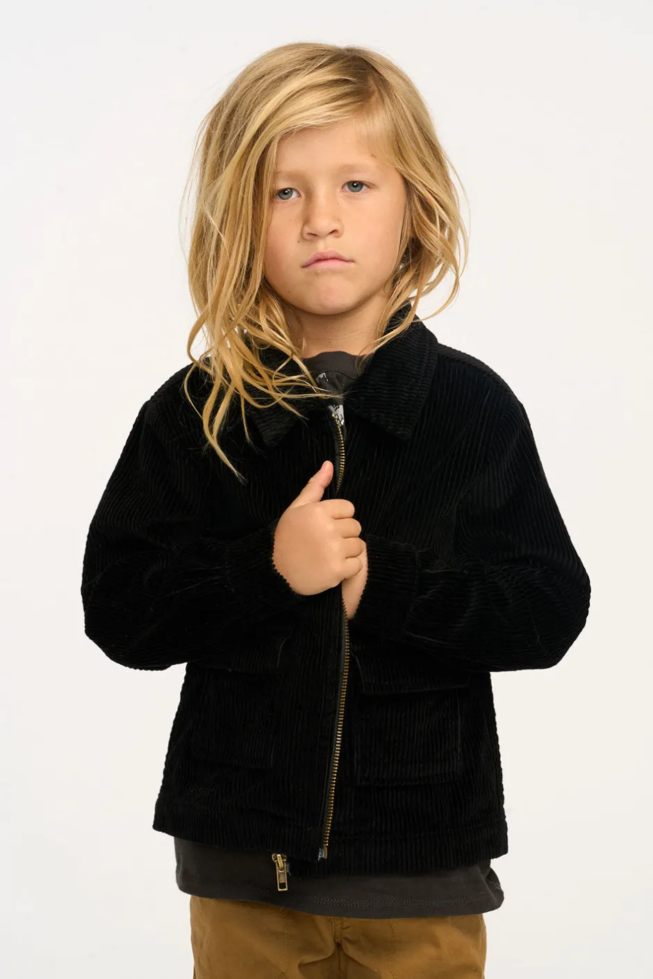 Kids/BOY Chaser Brand Martin Raven Black Zip Up Corduroy Jacket