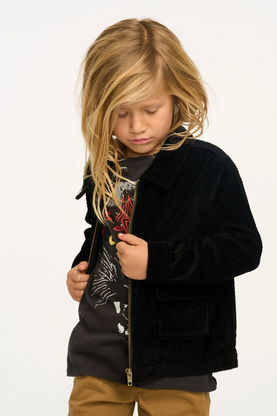 Kids/BOY Chaser Brand Martin Raven Black Zip Up Corduroy Jacket