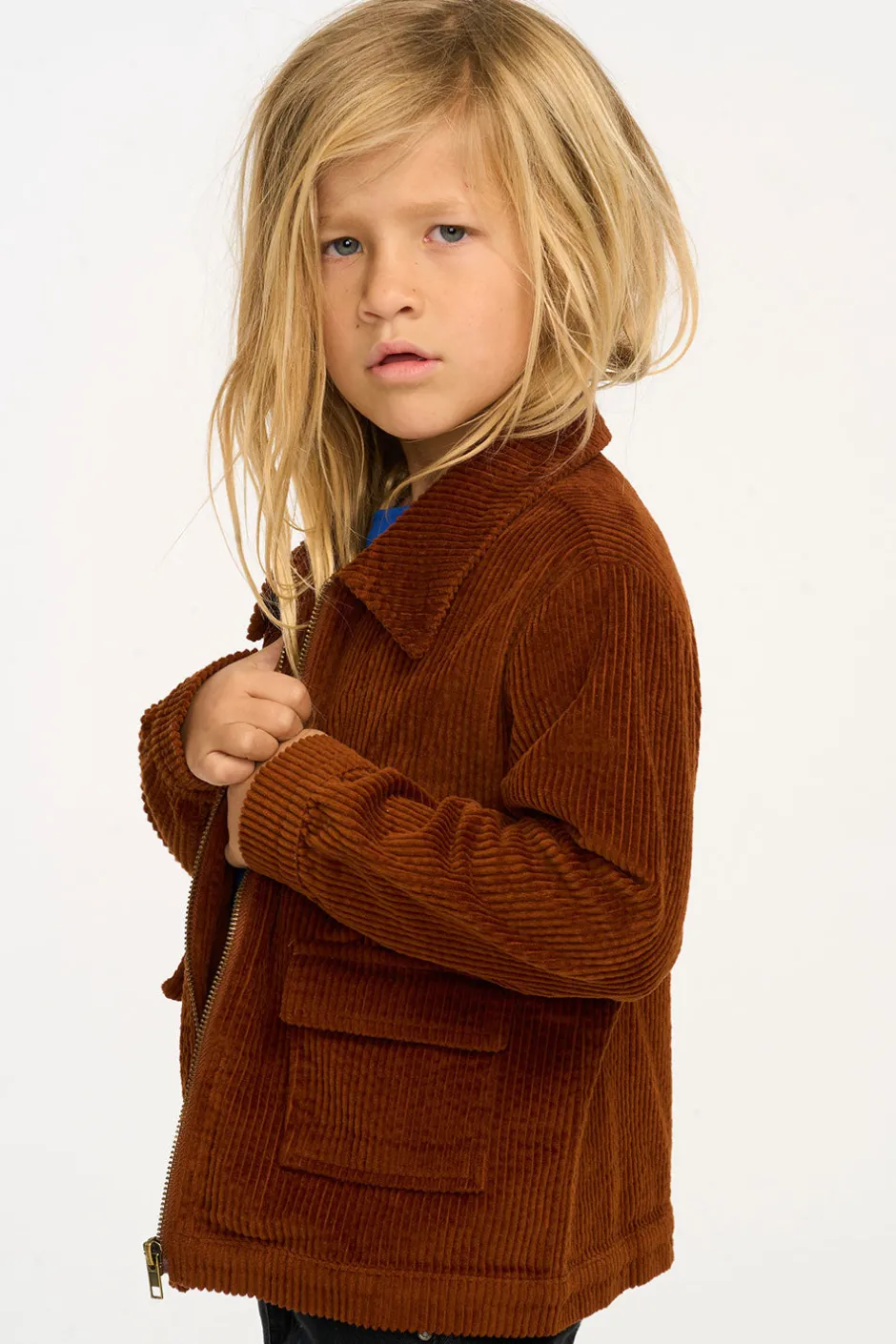 Kids/BOY Chaser Brand Martin Walnut Brown Zip Up Corduroy Jacket