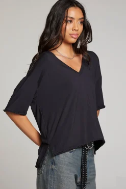 Women Chaser Brand Mason Licorice V Neck