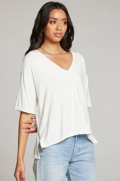 Women Chaser Brand Mason White V Neck