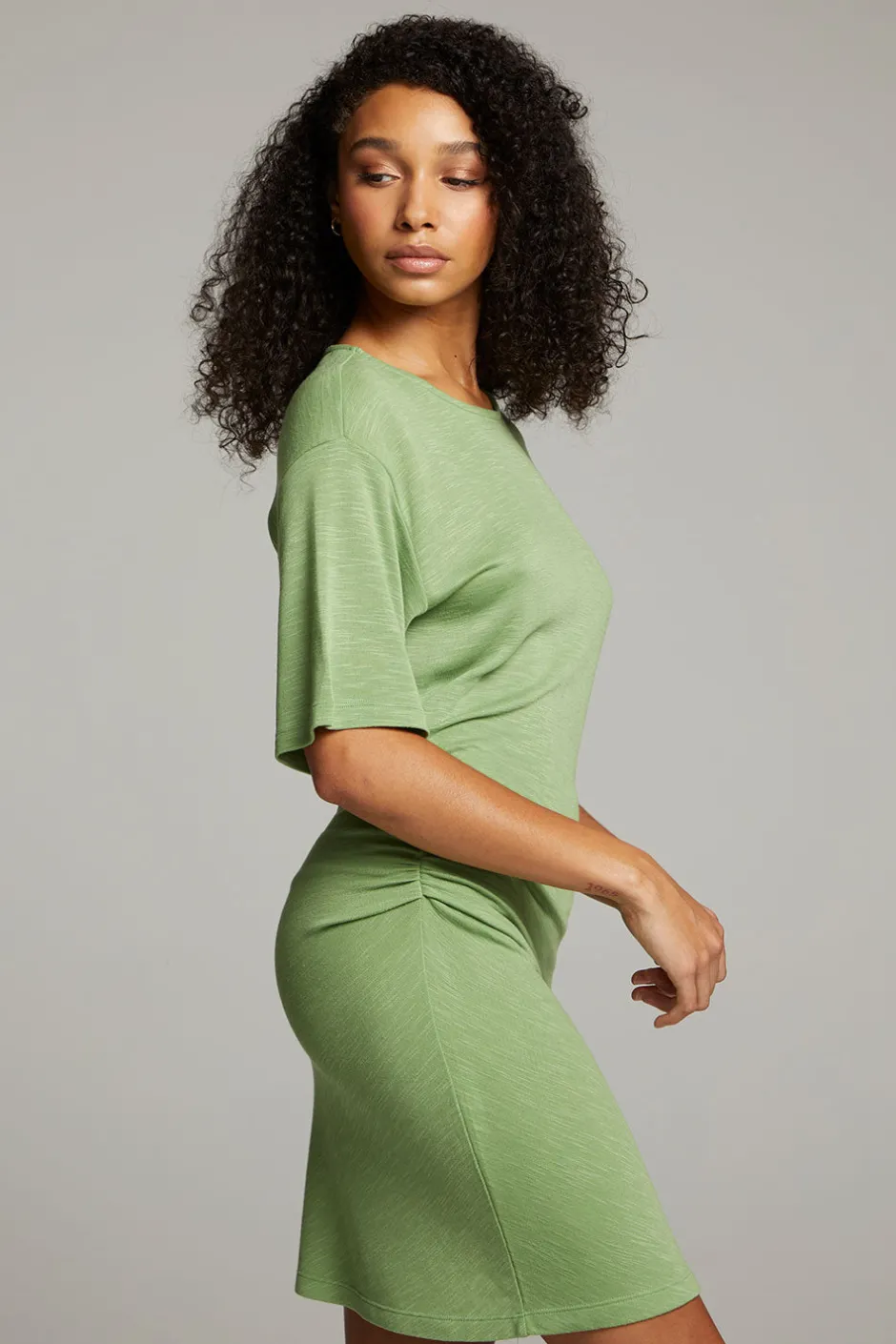 Women Chaser Brand Memory Piquant Green Mini Dress