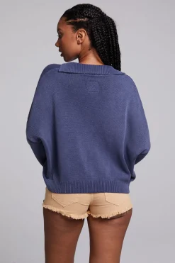 Women Chaser Brand Mercury Washed Indigo Crop Pullover