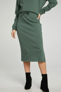 Women Chaser Brand Midi Drawstring Skirt With Side Slit