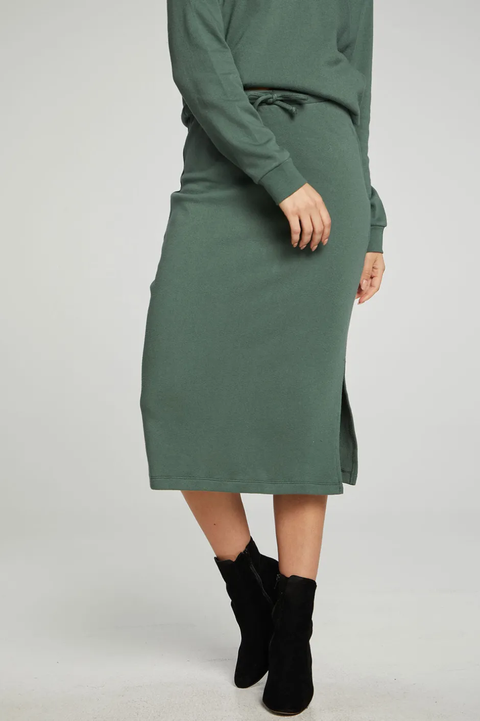 Women Chaser Brand Midi Drawstring Skirt With Side Slit
