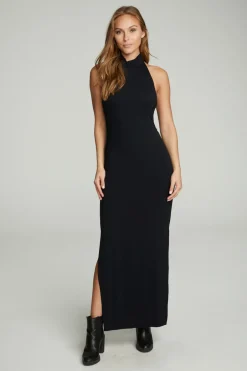Women Chaser Brand Mock Neck Open Back Maxi Dress With Side Slit