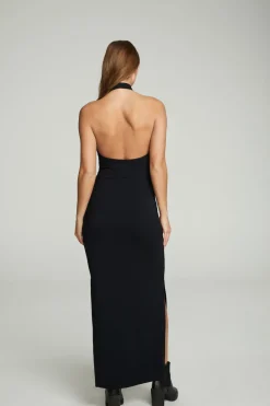 Women Chaser Brand Mock Neck Open Back Maxi Dress With Side Slit