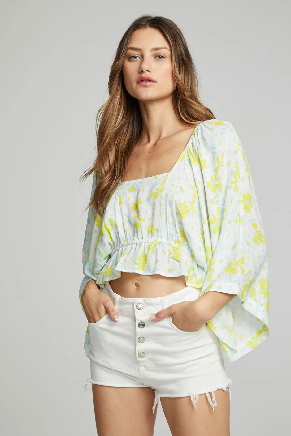 Women Chaser Brand Monarch Crop Top - Daisy Floral Print