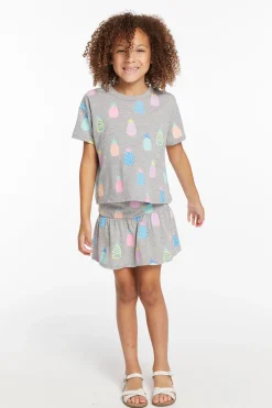 Kids Chaser Brand Multi Pineapple Girls Peplum Skort