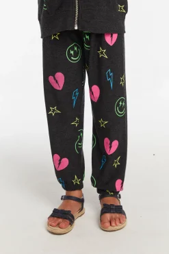 Kids Chaser Brand Neon Heart & Smiles Girls Pant