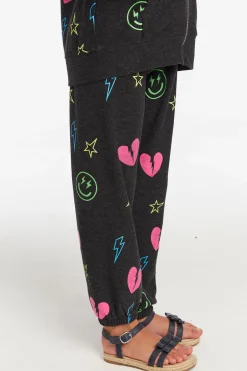Kids Chaser Brand Neon Heart & Smiles Girls Pant