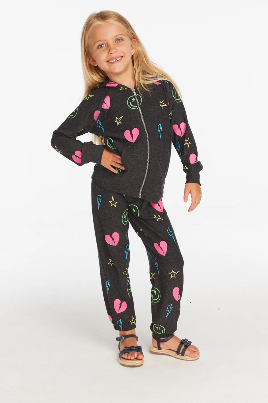 Kids Chaser Brand Neon Heart & Smiles Girls Pant