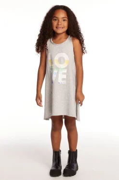 Kids Chaser Brand Ombre Love Girls Cotton Jersey Tank Dress