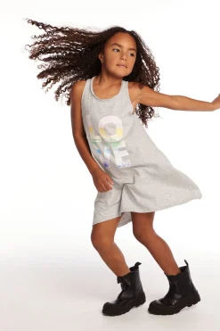 Kids Chaser Brand Ombre Love Girls Cotton Jersey Tank Dress