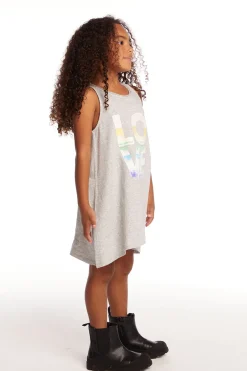 Kids Chaser Brand Ombre Love Girls Cotton Jersey Tank Dress