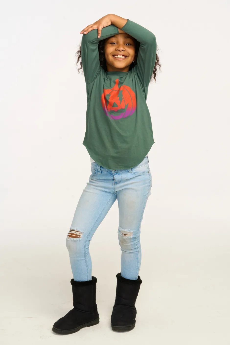 Kids Chaser Brand Ombre Pumpkin Long Sleeve