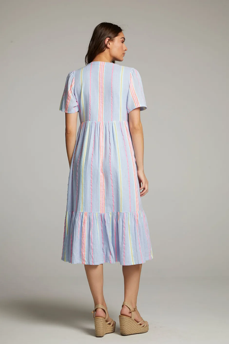 Women Chaser Brand Orange South West Beach Stripe Midi Dress