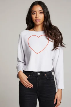 Women Chaser Brand Outline Heart Long Sleeve