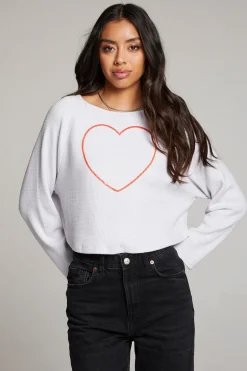 Women Chaser Brand Outline Heart Long Sleeve