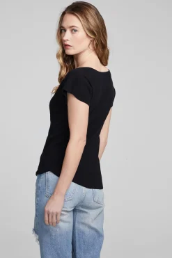Women Chaser Brand Page Shadow Star Black Tee
