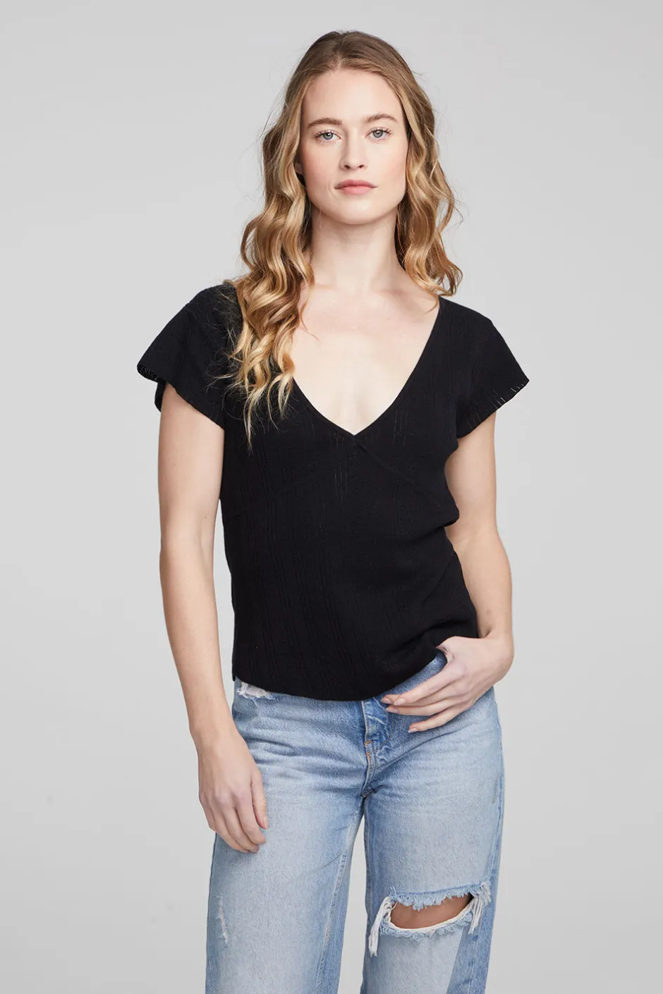 Women Chaser Brand Page Shadow Star Black Tee
