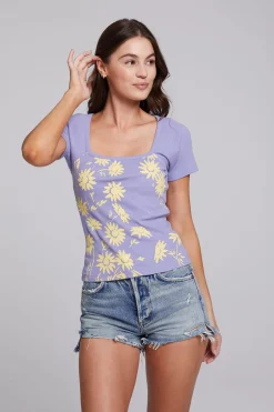 Women Chaser Brand Painted Daisies Sambuco Tee