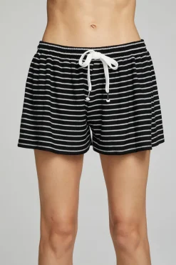 Women Chaser Brand Paseo Shorts - Black And White Stripe
