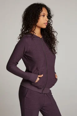 Women Chaser Brand Plum Perfect Long Sleeve Raglan Zip Up Hoodie