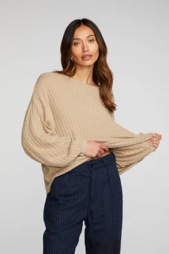 Women Chaser Brand Poor Boy Rib Long Sleeve Tee