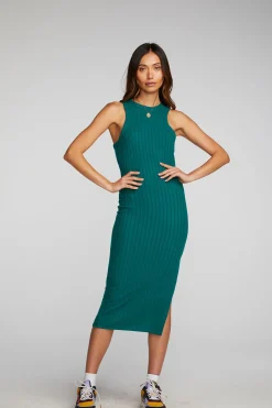 Women Chaser Brand Poor Boy Rib Midi Dress With Side Slit
